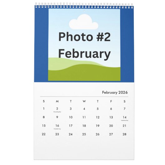Eenvoudige moderne fotocollage minimalistisch op m kalender (Feb 2026)