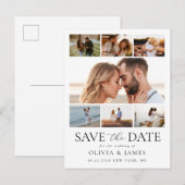 Eenvoudige Moderne Fotocollage Trouwen Save the Da Aankondigingskaart (Voorkant / Achterkant)