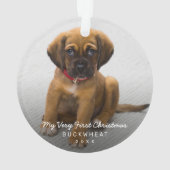 Eenvoudige moderne fotofoto voor eerste kerstmis ornament (achterkant)