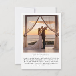 Eenvoudige moderne fotohuwelijkskaart met bedankje RSVP kaartje