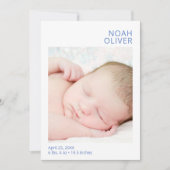 Eenvoudige Moderne Fotojongen Geboorteaankondiging Kaart (Voorkant)