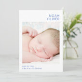 Eenvoudige Moderne Fotojongen Geboorteaankondiging Kaart (Staand voorkant)