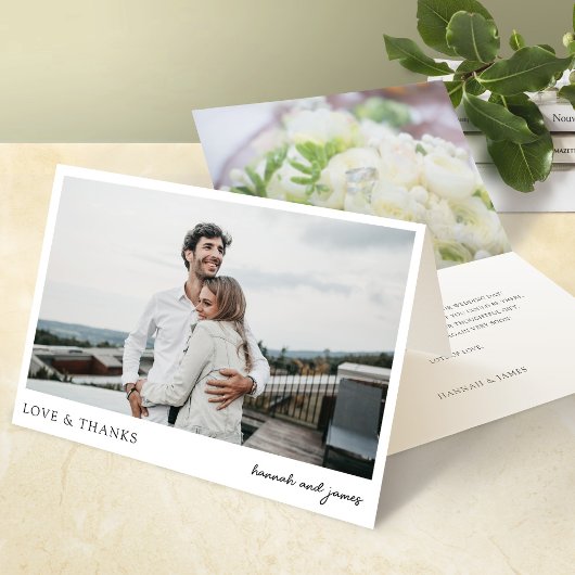 Eenvoudige moderne fotoliefdestijd en Bedankt brui