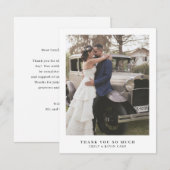 Eenvoudige moderne fotominimalistische bruiloft bedankkaart (Voorkant / Achterkant)