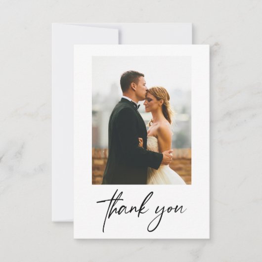 Eenvoudige Moderne Foto's Bruiloft Dank u Bedankkaart (Voorkant)