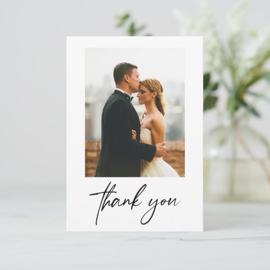 Eenvoudige Moderne Foto's Bruiloft Dank u Bedankkaart (Staand voorkant)