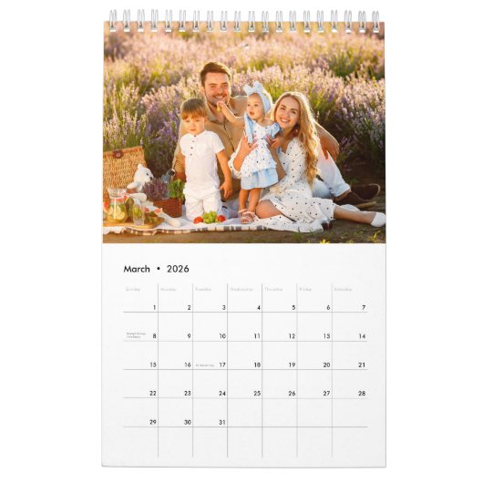Eenvoudige moderne fotoserie 2022 kalender (Mar 2026)