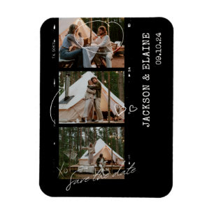 Eenvoudige Moderne Fotostrip Save the Date Magneet