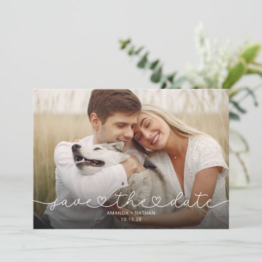 Eenvoudige Moderne Fototrouwdag Save The Date (Staand voorkant)