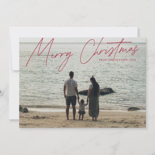 Eenvoudige moderne full-bloed vrolijke kerst feestdagenkaart (Voorkant)