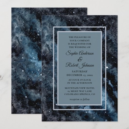 Eenvoudige moderne galaxy Space Stars Wedding Invi Kaart (Voorkant / Achterkant)