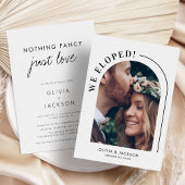 Eenvoudige Moderne Gebogen Foto Elopement Bruiloft Kaart