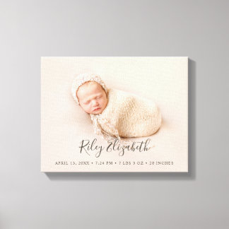 Eenvoudige moderne geboorte-Baby en pasgeboren fot Canvas Afdruk