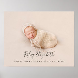Eenvoudige moderne geboorte-Baby en pasgeboren fot Poster