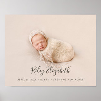 Eenvoudige moderne geboorte-Baby en pasgeboren fot Poster