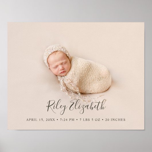 Eenvoudige moderne geboorte-Baby en pasgeboren fot Poster (Voorkant)
