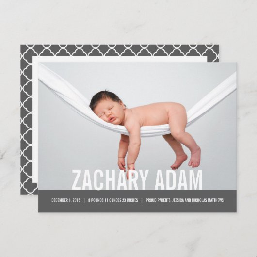 EENVOUDIGE MODERNE GEBOORTEAANKONDIGING AANKONDIGINGSKAART (Voorkant / Achterkant)