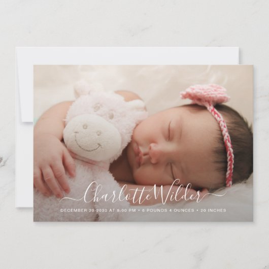 Eenvoudige moderne geboorteaankondiging foto (Voorkant)