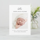 Eenvoudige moderne geboorteaankondiging foto aankondiging (Staand voorkant)