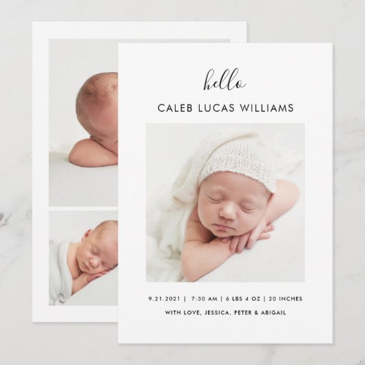 Eenvoudige moderne geboorteaankondiging foto aankondiging (Voorkant / Achterkant)
