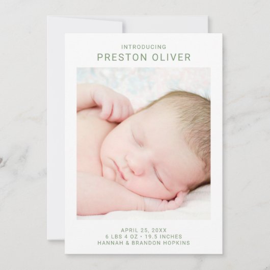 Eenvoudige moderne geboorteaankondiging kaart (Voorkant)