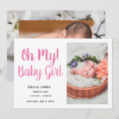 Eenvoudige moderne geboortekaart foto voor baby me aankondiging (Voorkant / Achterkant)