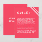 Eenvoudige moderne gegevens over het donkerkoraalh informatiekaartje (Voorkant / Achterkant)