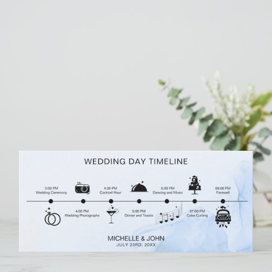 Eenvoudige moderne geïllustreerde huwelijkstijdlij kaart (Staand voorkant)