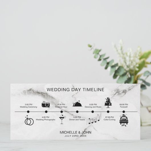 Eenvoudige moderne geïllustreerde huwelijkstijdlij kaart (Staand voorkant)