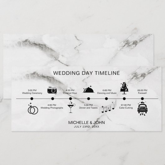 Eenvoudige moderne geïllustreerde huwelijkstijdlij kaart (Voorkant / Achterkant)