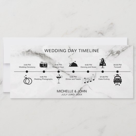 Eenvoudige moderne geïllustreerde huwelijkstijdlij kaart (Voorkant)