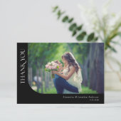 Eenvoudige moderne gekromde foto's Weddenschap Bed Bedankkaart (Staand voorkant)