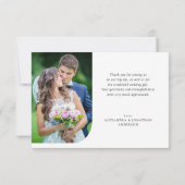 Eenvoudige moderne gekromde foto's Weddenschap Bed Bedankkaart (Achterkant)