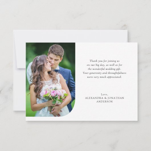 Eenvoudige moderne gekromde foto's Weddenschap Bed Bedankkaart (Achterkant)