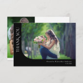 Eenvoudige moderne gekromde foto's Weddenschap Bed Bedankkaart (Voorkant / Achterkant)