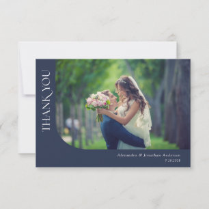 Eenvoudige moderne gekromde foto's Weddenschap Bed Bedankkaart