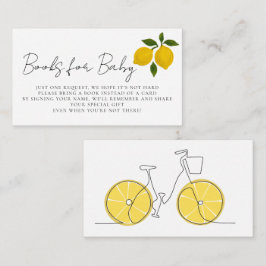 Eenvoudige Moderne Gele Citroen Fiets Baby Shower Informatiekaartje