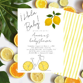 Eenvoudige moderne gele citroenstrepen babyshower kaart