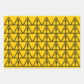 Eenvoudige moderne gele en zwarte waarschuwingstek inpakpapier vel (Voorkant 2)