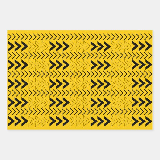 Eenvoudige moderne gele en zwarte waarschuwingstek inpakpapier vel (Voorkant)