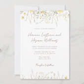 Eenvoudige moderne gele Wildflower QR RSVP bruilof Kaart (Voorkant)