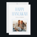 Eenvoudige Moderne Gelukkig Hanukkah Typografie Fo Feestdagenkaart<br><div class="desc">Een moderne Hanukkah fotokaart met eenvoudig ontwerp. "Gelukkig Hanukkah" staat in een stijlvol modern serif-lettertype. 

Upload uw eigen foto. Aan de achterkant van de kaart kunt u een langere boodschap invoeren.</div>
