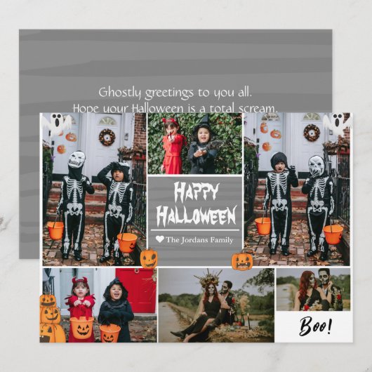 Eenvoudige moderne gelukkige Halloween foto famili Feestdagenkaart (Voorkant / Achterkant)