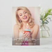 Eenvoudige moderne gelukkige verjaardagsfoto aankondiging (Staand voorkant)