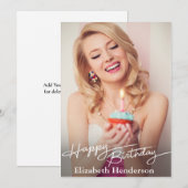 Eenvoudige moderne gelukkige verjaardagsfoto aankondiging (Voorkant / Achterkant)