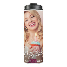 Eenvoudige moderne gelukkige verjaardagsfoto thermosbeker
