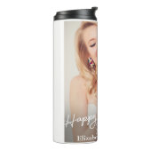 Eenvoudige moderne gelukkige verjaardagsfoto thermosbeker (Gedraaid links)