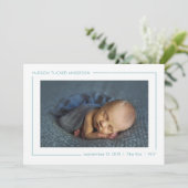 Eenvoudige moderne geometrische Blauwgroen geboort Aankondiging (Staand voorkant)