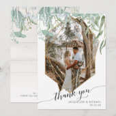 Eenvoudige, moderne Geometrische Roos Gold Foliage Bedankkaart (Voorkant / Achterkant)