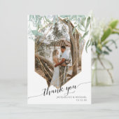 Eenvoudige moderne geometrische roosgouden blad fo bedankkaart (Staand voorkant)